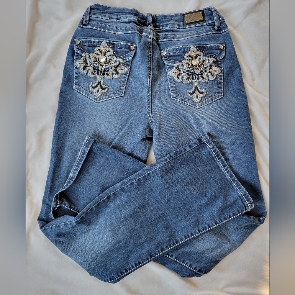 Earl Jeans embellished dark wash slim boot jeans 8
